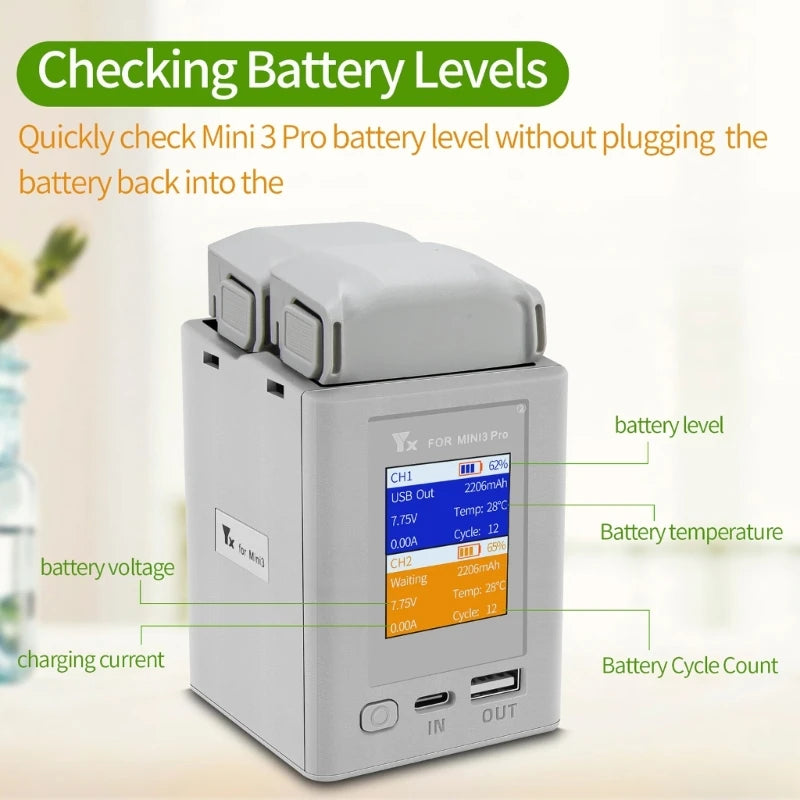 DJI Mini 3/4 Pro Charging Butler Two-way Digital Display Charging Hub Battery Intelligent Charger Power Bank Drone Accessory DJI Mini 3/4 Pro Charging Butler Two-way Digital Display Charging Hub Battery Intelligent Charger Power Bank Drone Accessory
